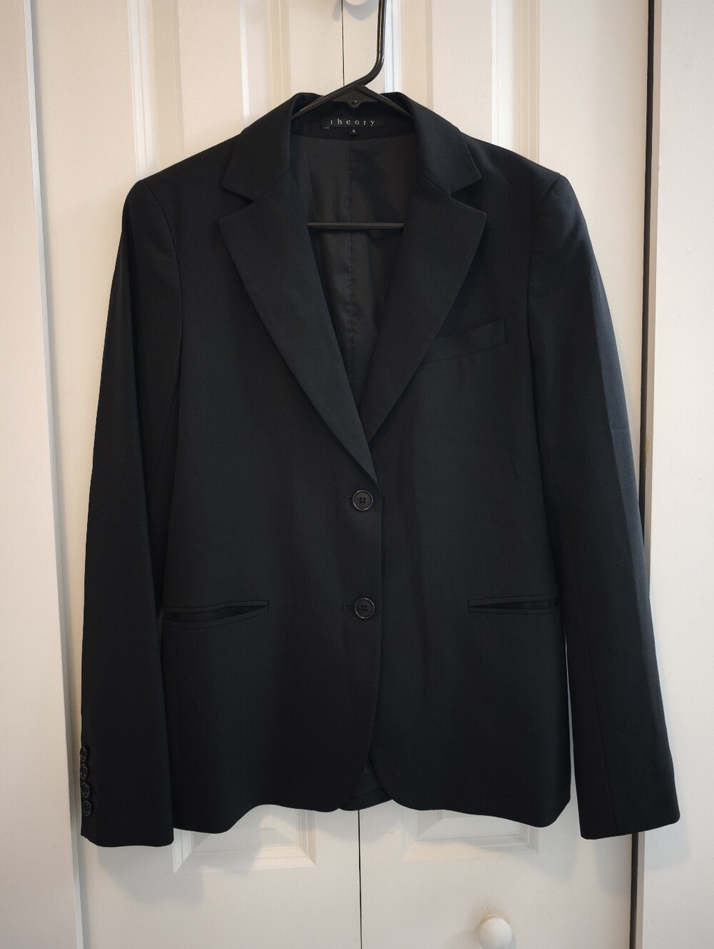 Theory Women’s Size 8 Black Wool Stretch Tailored Blazer Jacket